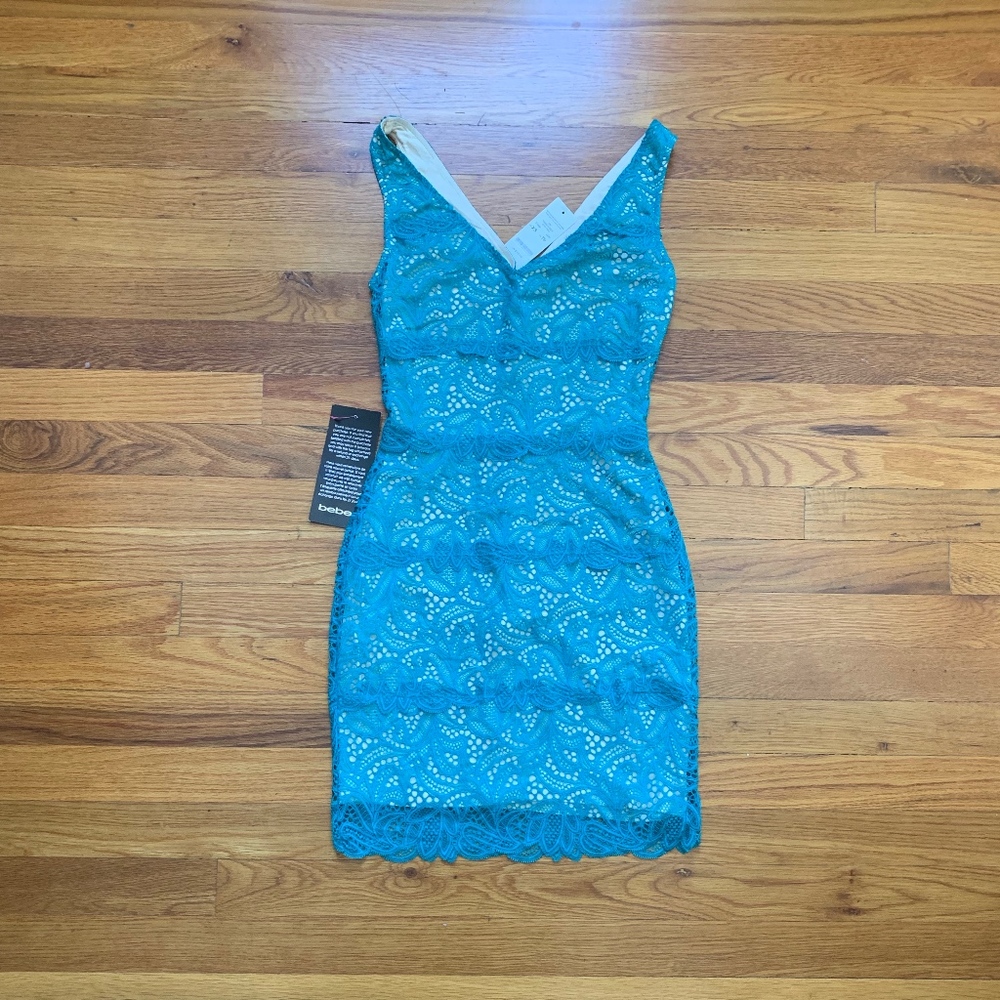 Bebe Teal Lace Mini Dress NWT Size: XS
